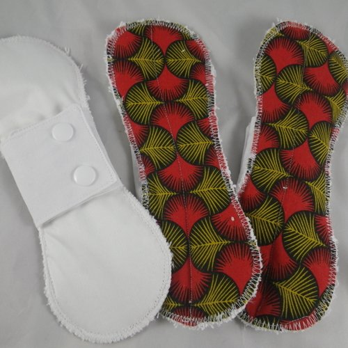 Lot de 3 serviettes hygiéniques lavables rouges et jaunes