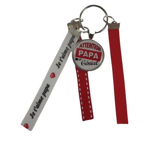 Porte clés rouge "attention papa génial"