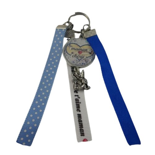 Porte clés "maman chérie" bleu