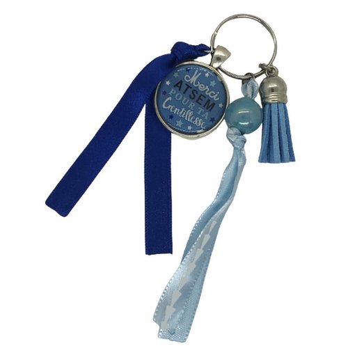 Porte clés bleu "merci atsem pour ta gentillesse"