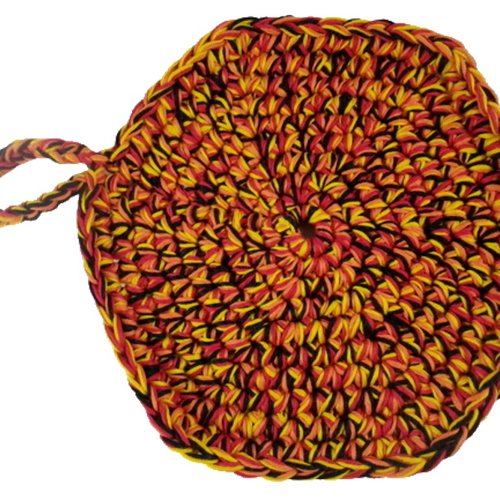 Dessous de plat rouge, jaune et orange au crochet