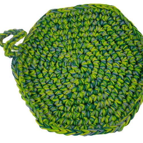 Dessous de plat vert et bleu au crochet