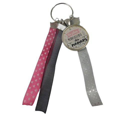 Porte clés rose et argent "la plus merveilleuse des mamans"