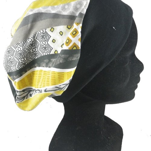 Bonnet de chimio gris et jaune
