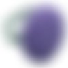 Bague argentée tissu violet  à pois blancs