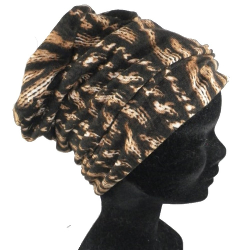Bonnet noir et marron motif effet tricot