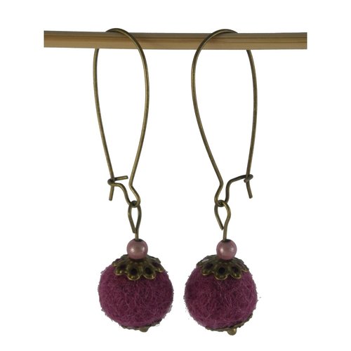 Boucles d'oreilles rétro bronze et violet