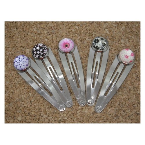 Lot de 5 barrettes argentées fleuries