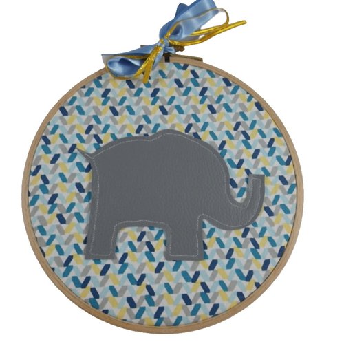 Décoration murale bleu, jaune et éléphant