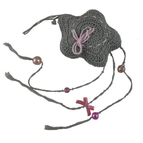 Suspension étoile grise et rose au crochet