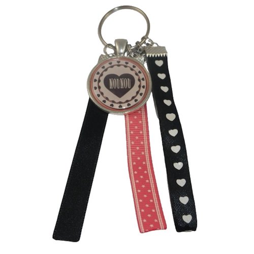 Porte clés rose et noir "nounou"