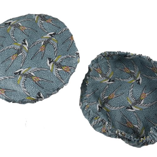 Lot de 2 charlottes / couvre-plats motif oiseaux