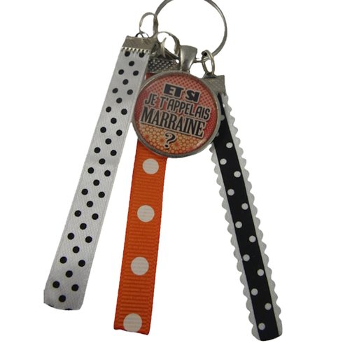 Porte clés orange "et si je t'appelais marraine ?"