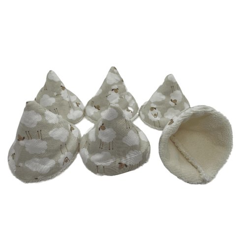 Lot de 6 tipis pare pipi beige moutons blancs