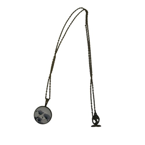 Collier / sautoir bronze et cabochon coquelicots