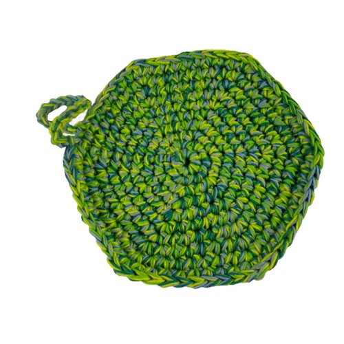 Dessous de plat vert et bleu au crochet