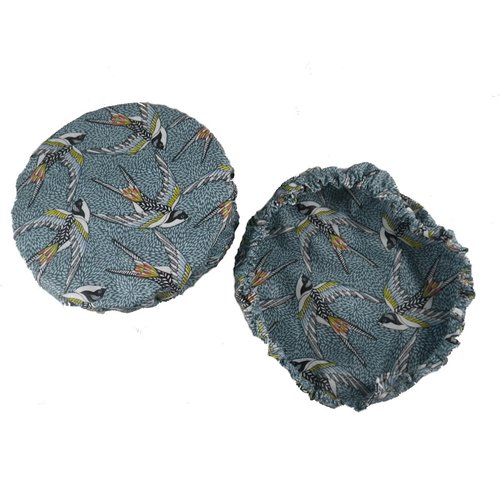 Lot de 2 charlottes / couvre-plats motif oiseaux