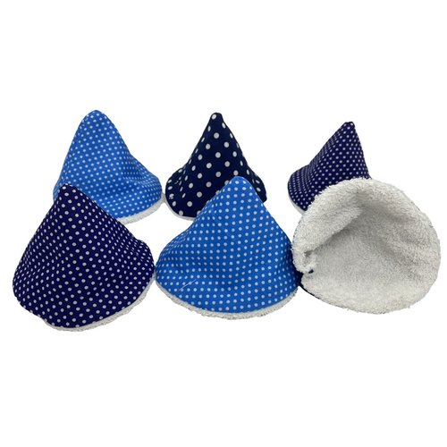 Lot de 6 tipis pare pipi bleus à pois