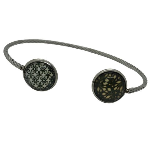 Bracelet motifs géométriques noirs et blancs