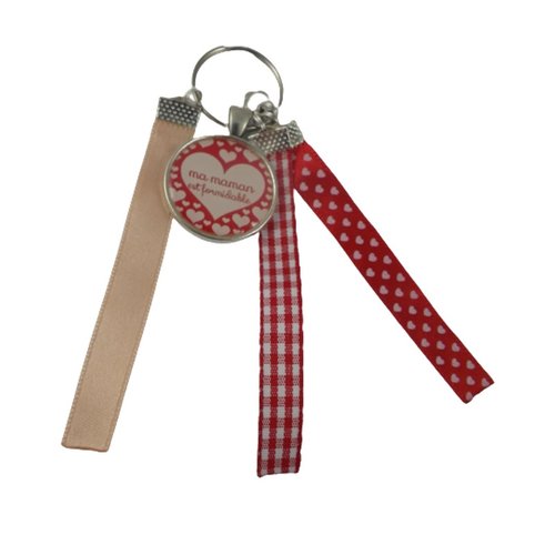 Porte clés rouge et rose "ma maman est formidable"