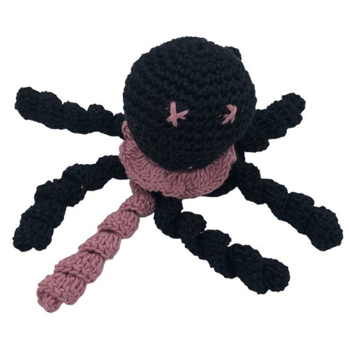 Pieuvre danseuse rose et noir au crochet pour nouveau-né