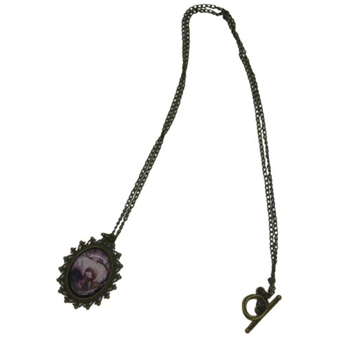 Collier / sautoir bronze et cabochon violet et marron petite fille