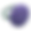 Bague argentée tissu violet  à pois blancs