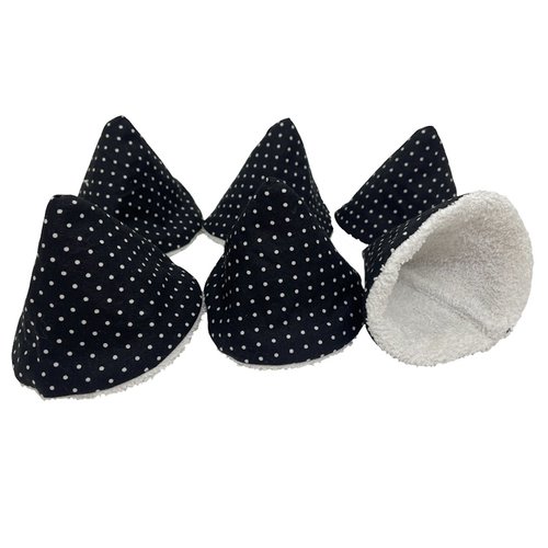 Lot de 6 tipis pare pipi noir à pois blancs