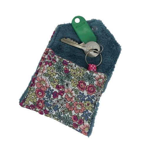 Pochette porte-clés fleurie liberty