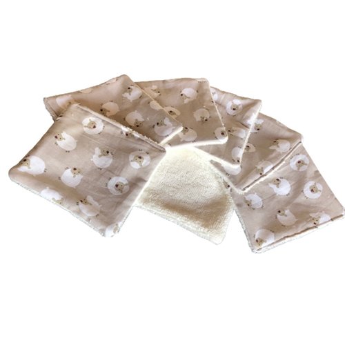 Lot de 7 lingettes démaquillantes moutons beiges