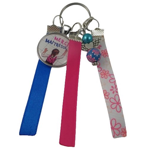 Porte clés bleu et rose "merci maîtresse"