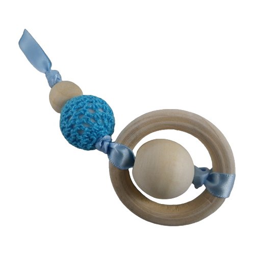 Hochet de dentition bleu turquoise inspiration montessori