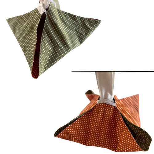 Sac à tarte réversible vert / orange à pois