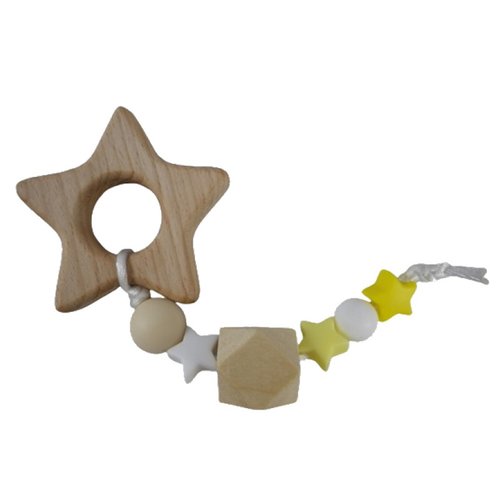 Anneau de dentition étoile filante jaune inspiration montessori