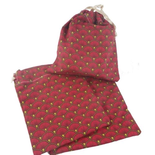 Lot de 3 sacs à vrac éventails rouges et jaunes