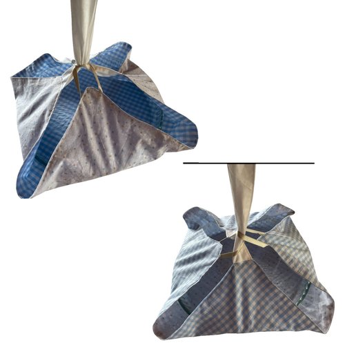 Sac à tarte réversible à carreaux bleus et petites étoiles