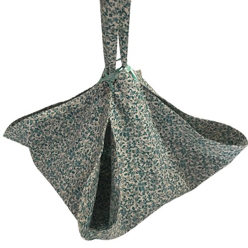 Sac à tarte petites fleurs bleu vert