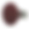 Bague argentée tissu marron à pois blancs cassés