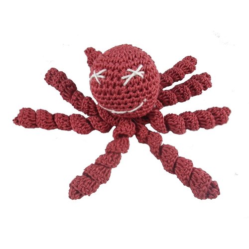Pieuvre rose brique au crochet pour nouveau-né