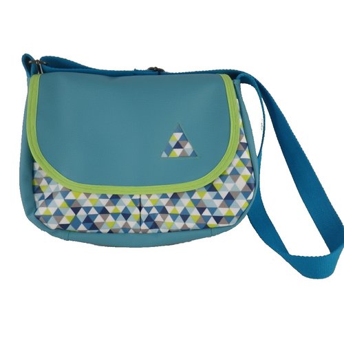 Sac besace bleu turquoise et vert