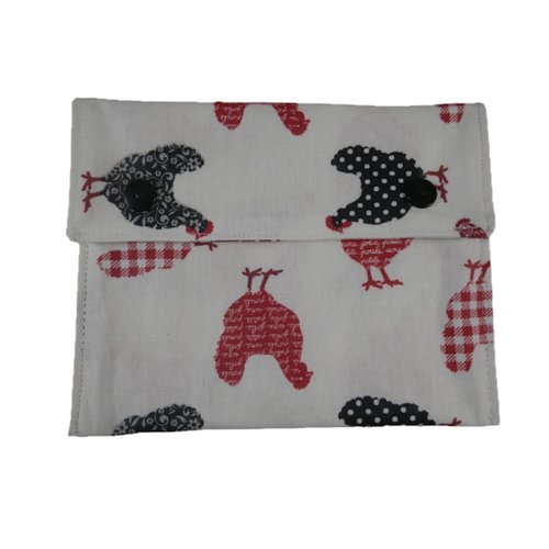 Emballage sandwich noir et rouge motif poules