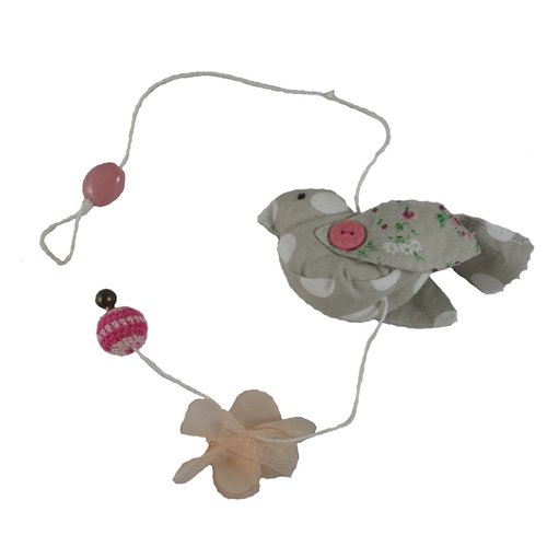Suspension oiseau rose, beige et liberty