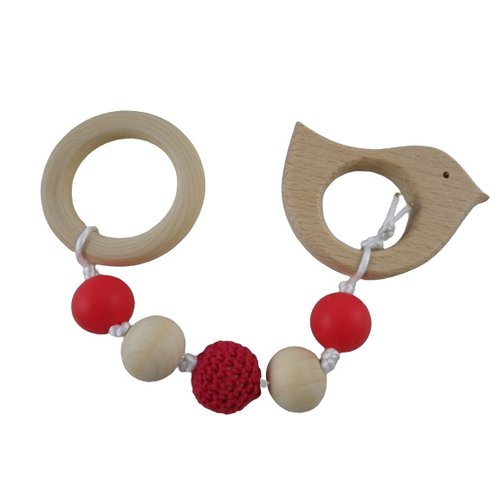 Anneau de dentition oiseau rouge inspiration montessori