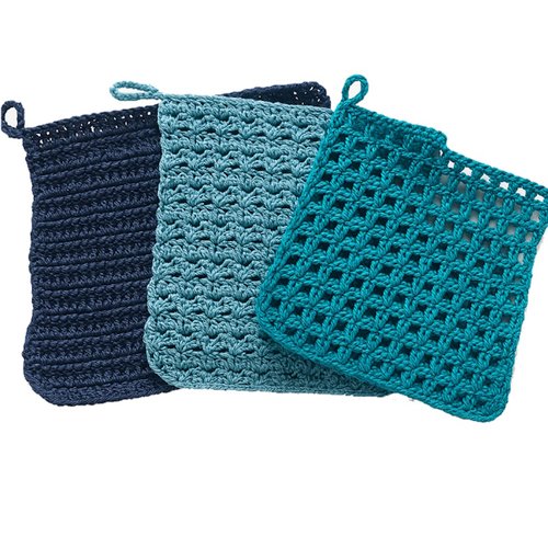 Lot de 3 éponges / lavettes écologiques lavables bleues
