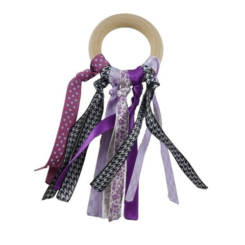 Anneau de dentition rubans violets et noirs inspiration montessori