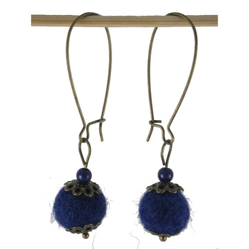 Boucles d'oreilles rétro bronze et bleu