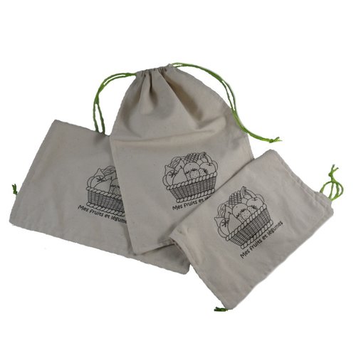 Lot de 3 sacs à vrac écrus