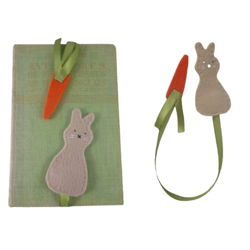 Marque page lapin et carotte en feutrine