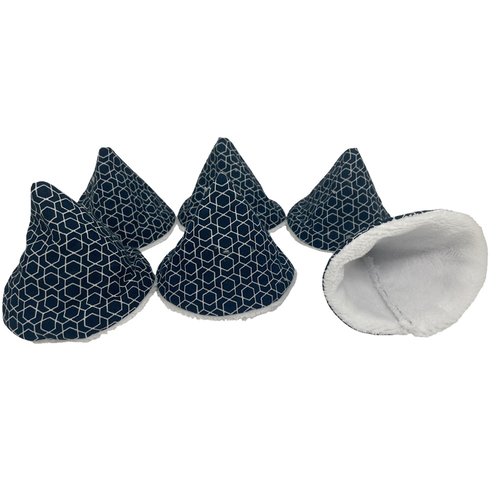 Lot de 6 tipis pare pipi bleu pétrole motif géométrique