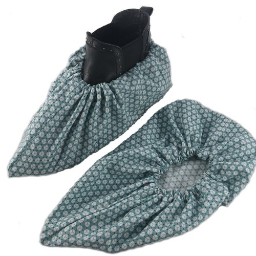 Surchaussures / couvre-chaussures vertes et motifs géométriques
